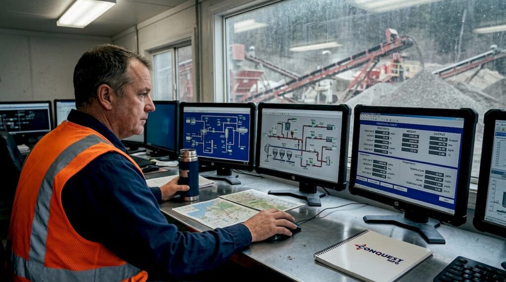 Plant supervisor monitoring aggregate operations