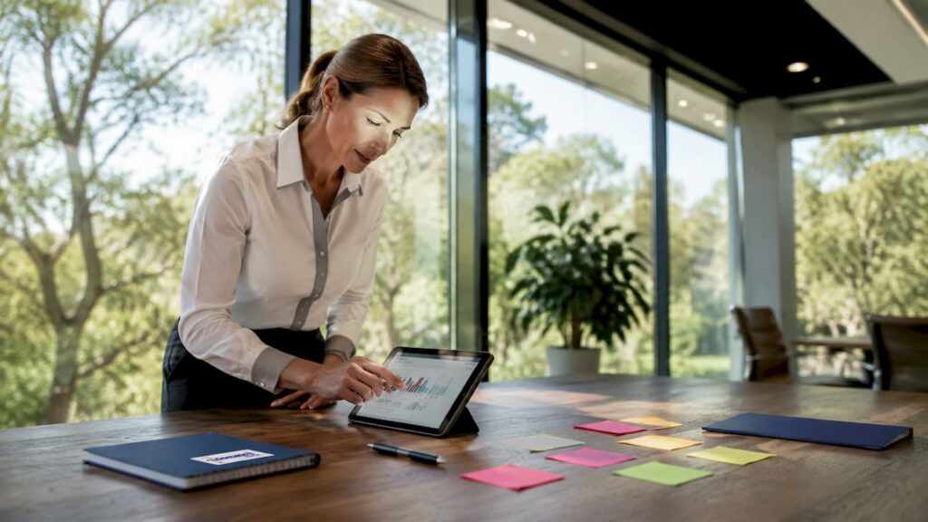 Fleet manager reviewing trailer optimization reports