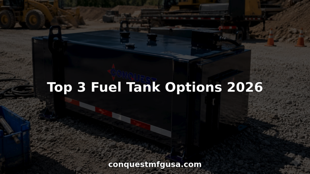 Industrial metal fuel tank with prominent company logo