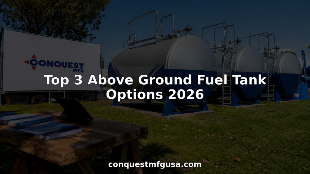 Showroom with above ground fuel tanks and company logo