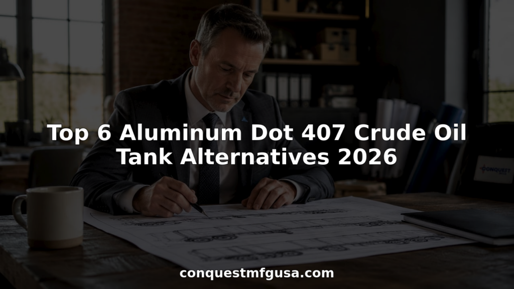 Fleet manager reviewing aluminum crude oil tank trailer blueprints