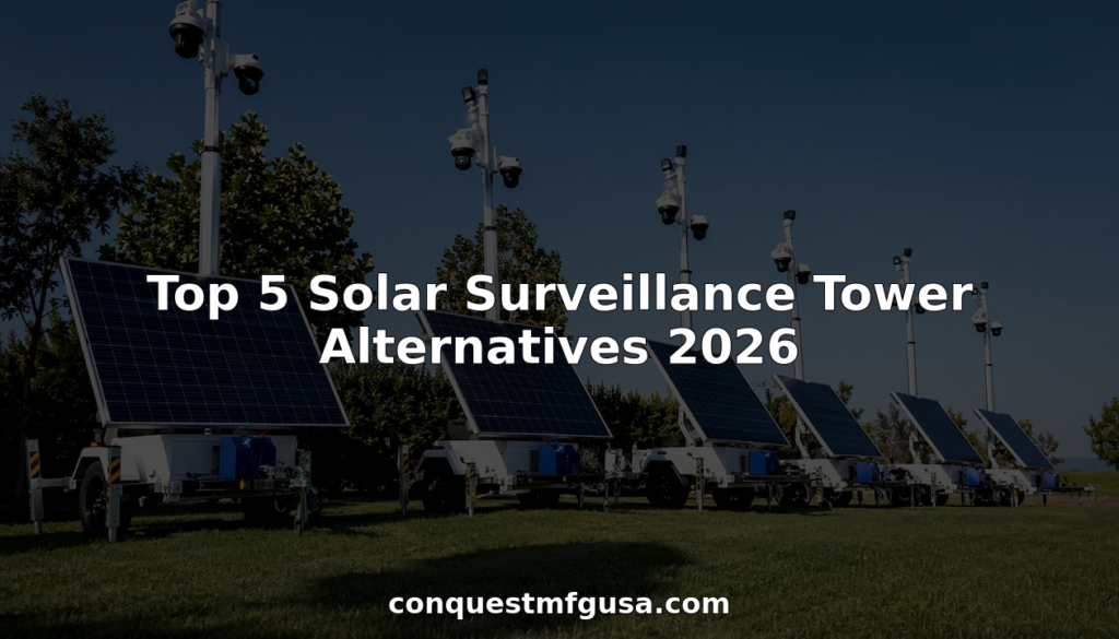 Conquest Manufacturing showroom with solar surveillance towers